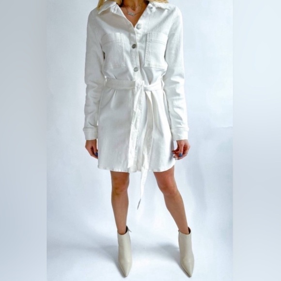 *NWT* Sanctuary The Utility Denim Shirt Dress Winter White Size 2X - Picture 1 of 7